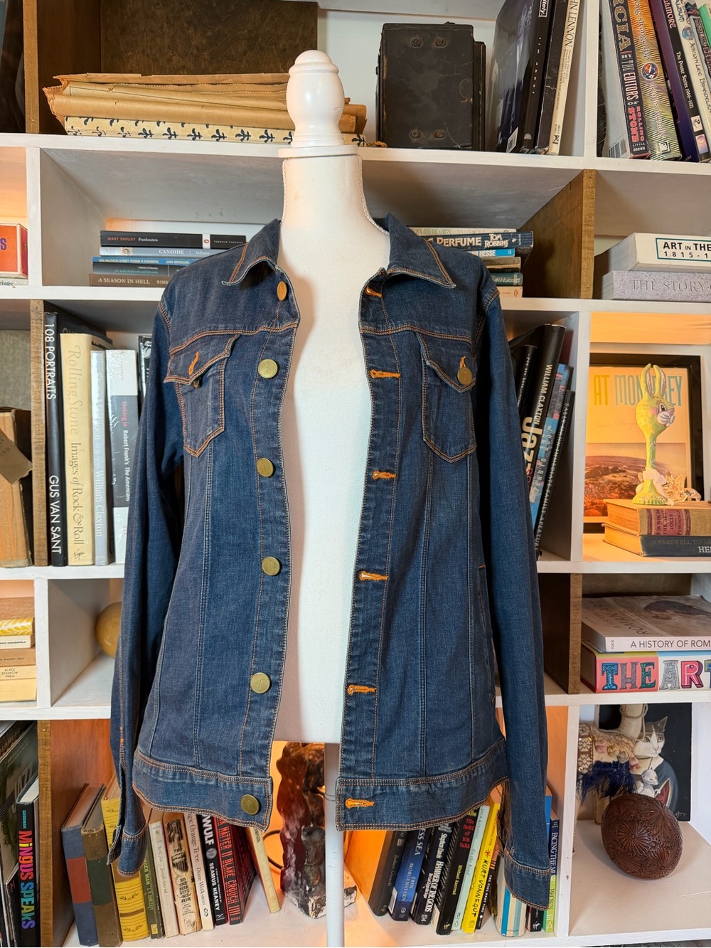 Classic Dark Blue Denim Jacket - Women's Casual Coat